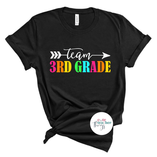 team 3rd grade tee, back to school shirt, teachers day celebration outfit, school staff clothing, third grade teacher shirt