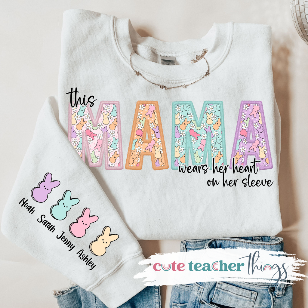 This Mama Wears Her Heart On Her Sleeve Crew