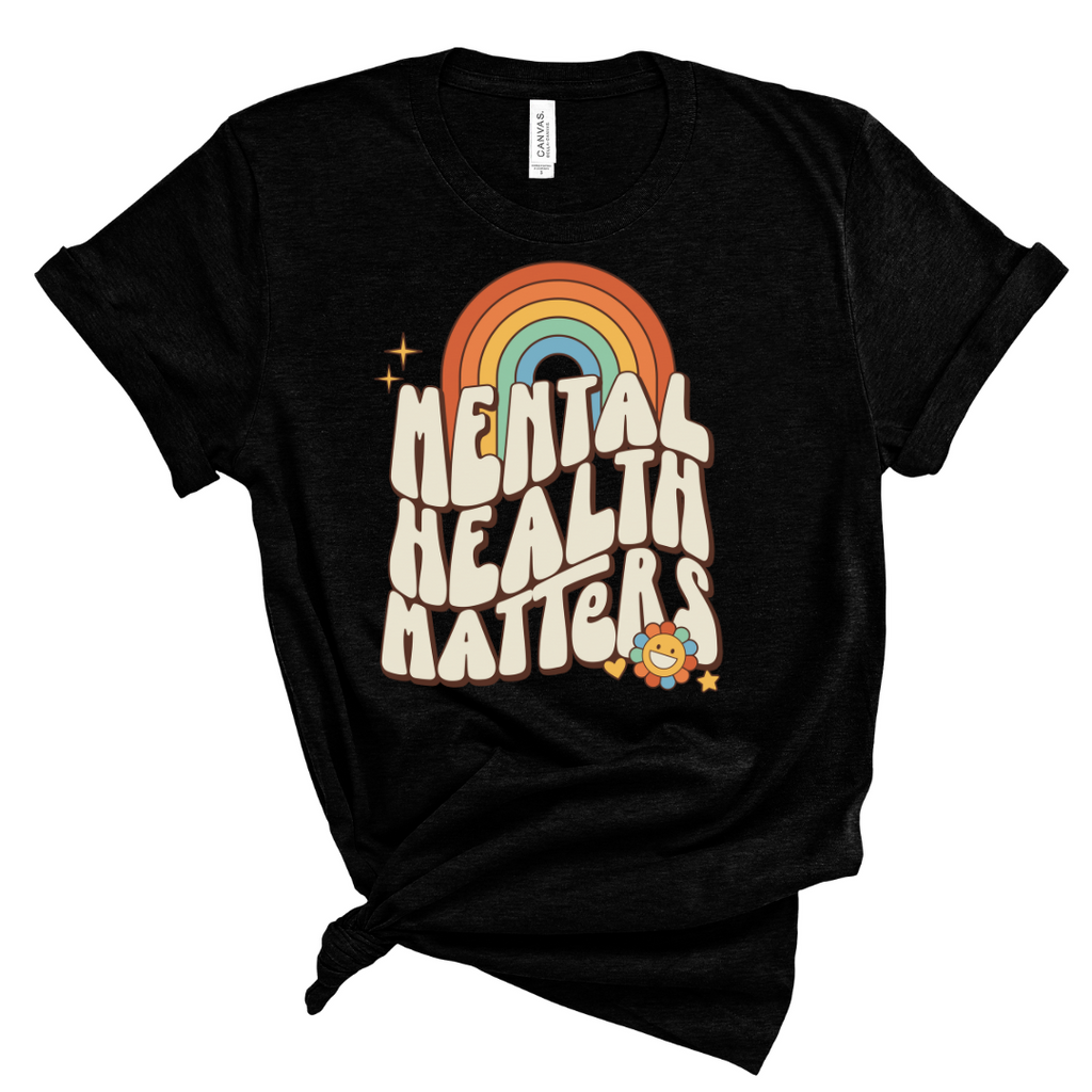 retro mental health matters tee, mental health t-shirt, teacher gift