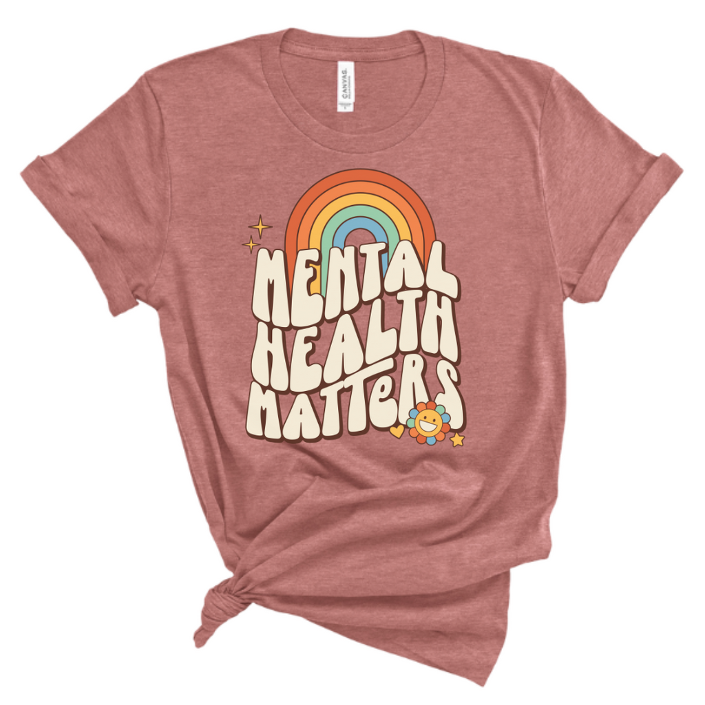 retro mental health matters tee, love yourself, anxiety shirt