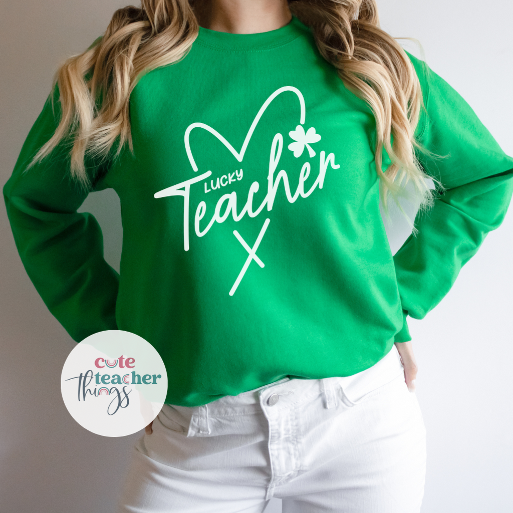 Lucky Teacher Heart Sweatshirt