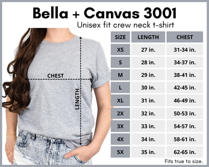 crew neck unisex t-shirt size chart