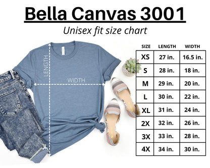 unisex t-shirt size chart