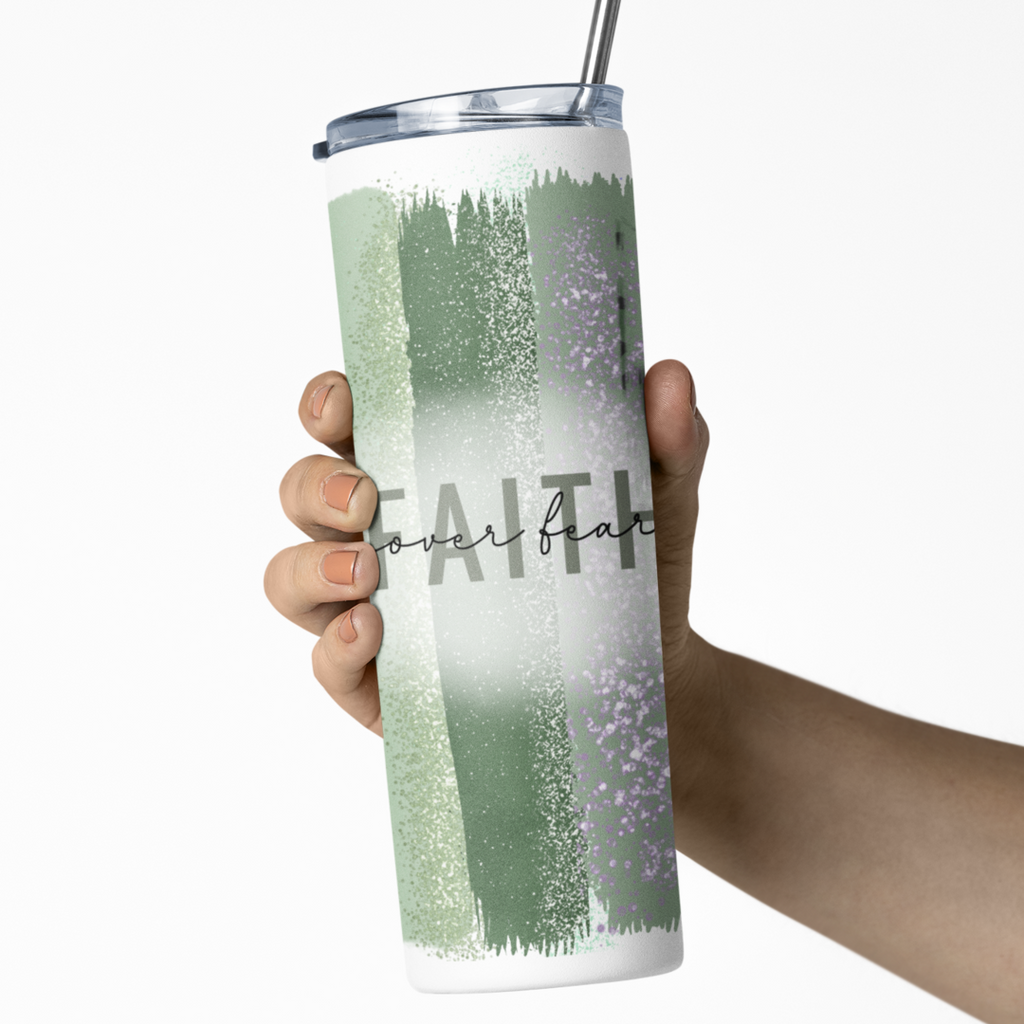 christian skinny tumbler with lid and straw. perfect gift for christian friends & pastors