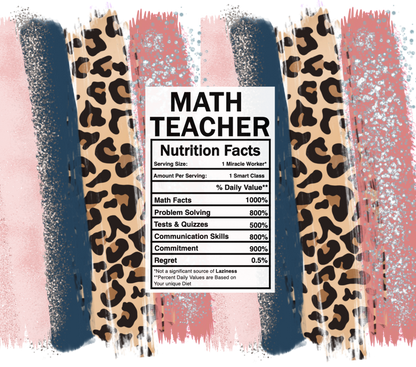 pink leopard math teacher nutrition facts svg