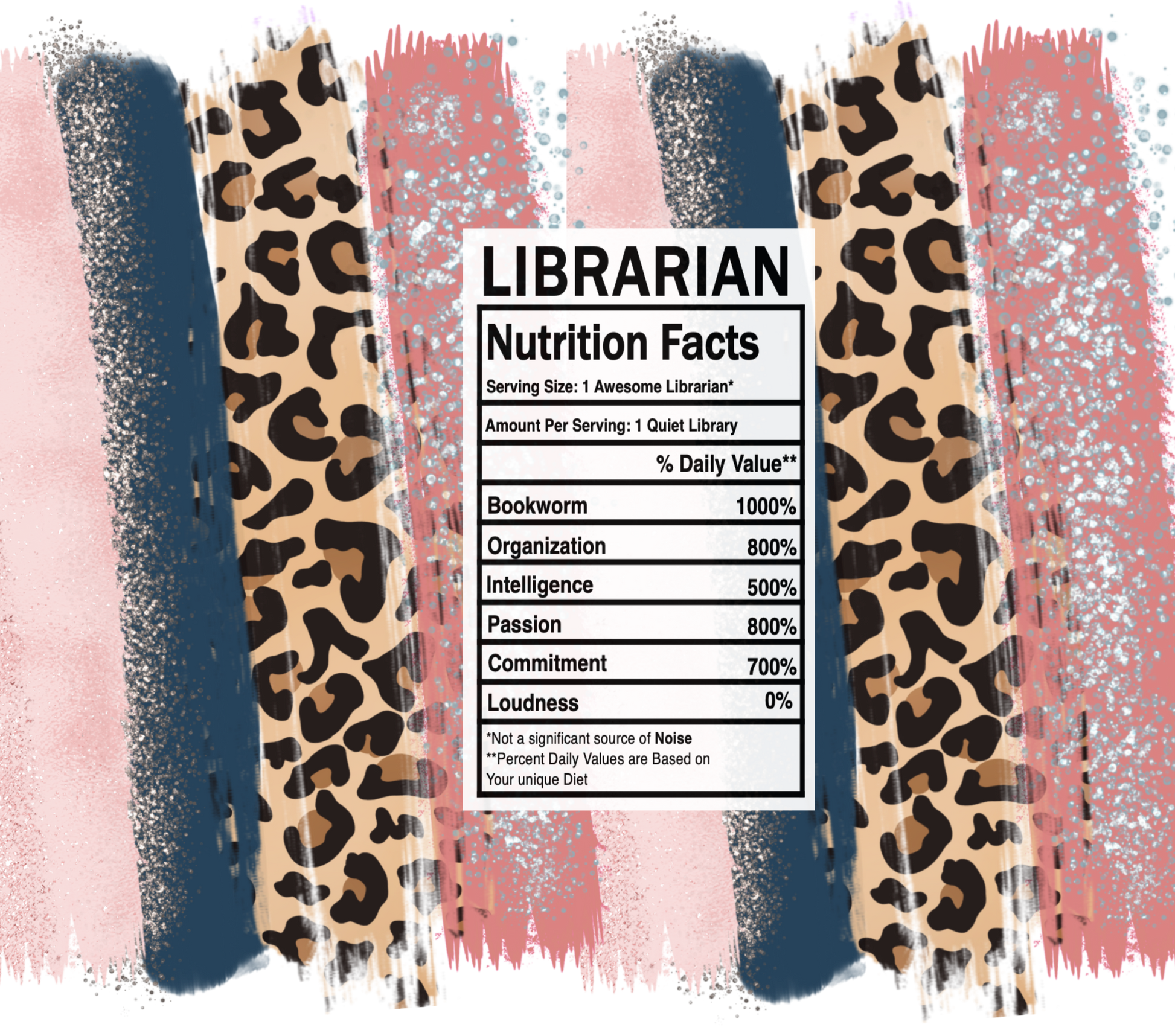 pink leopard librarian nutrition facts svg