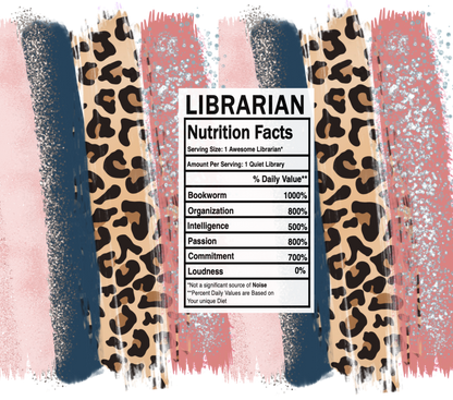 pink leopard librarian nutrition facts svg
