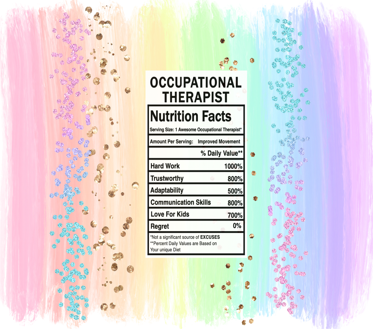 pastel rainbow occupational therapist nutrition facts svg