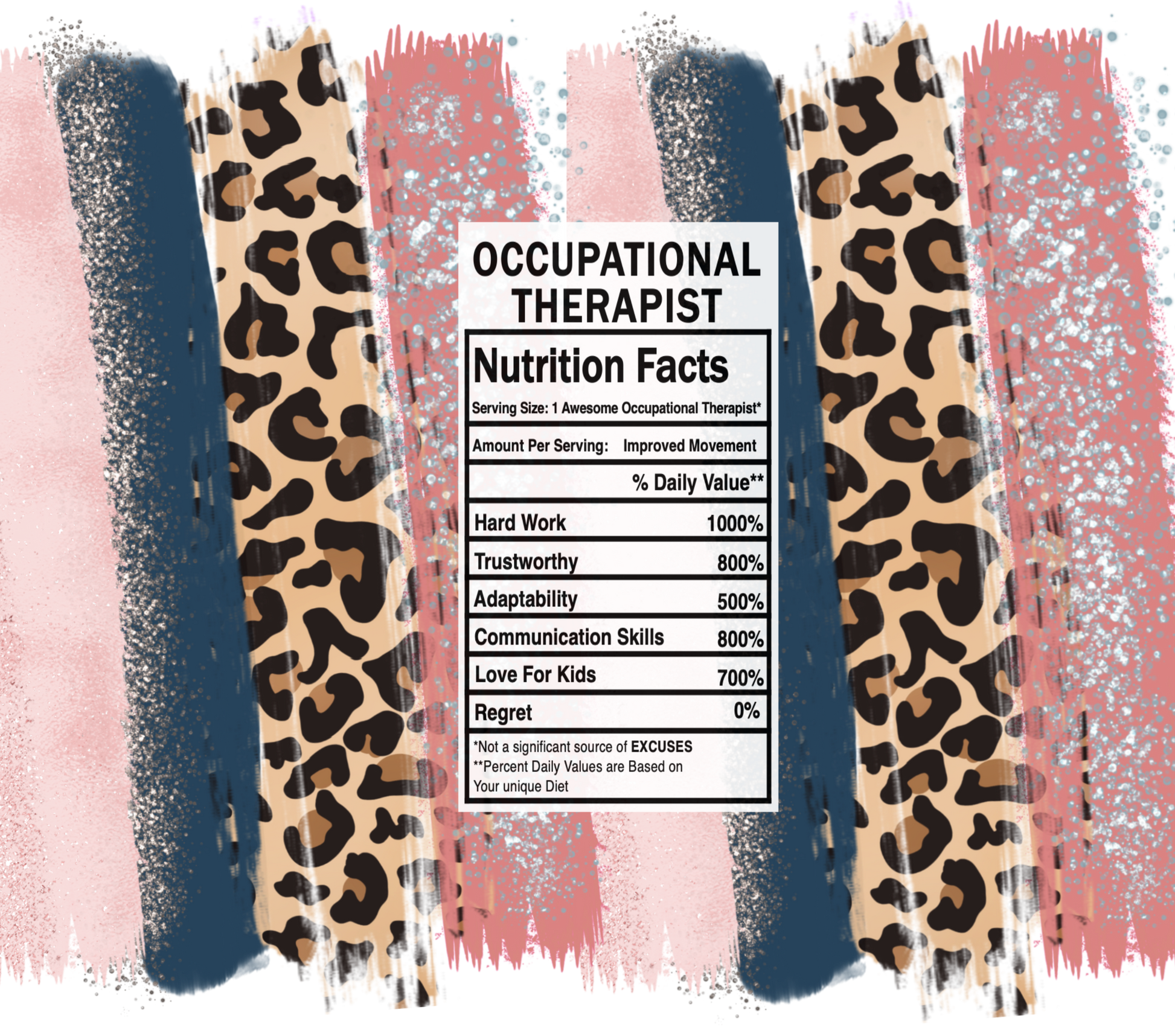 pink leopard occupational therapist nutrition facts svg