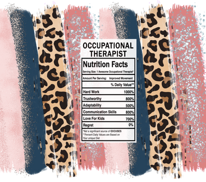 pink leopard occupational therapist nutrition facts svg