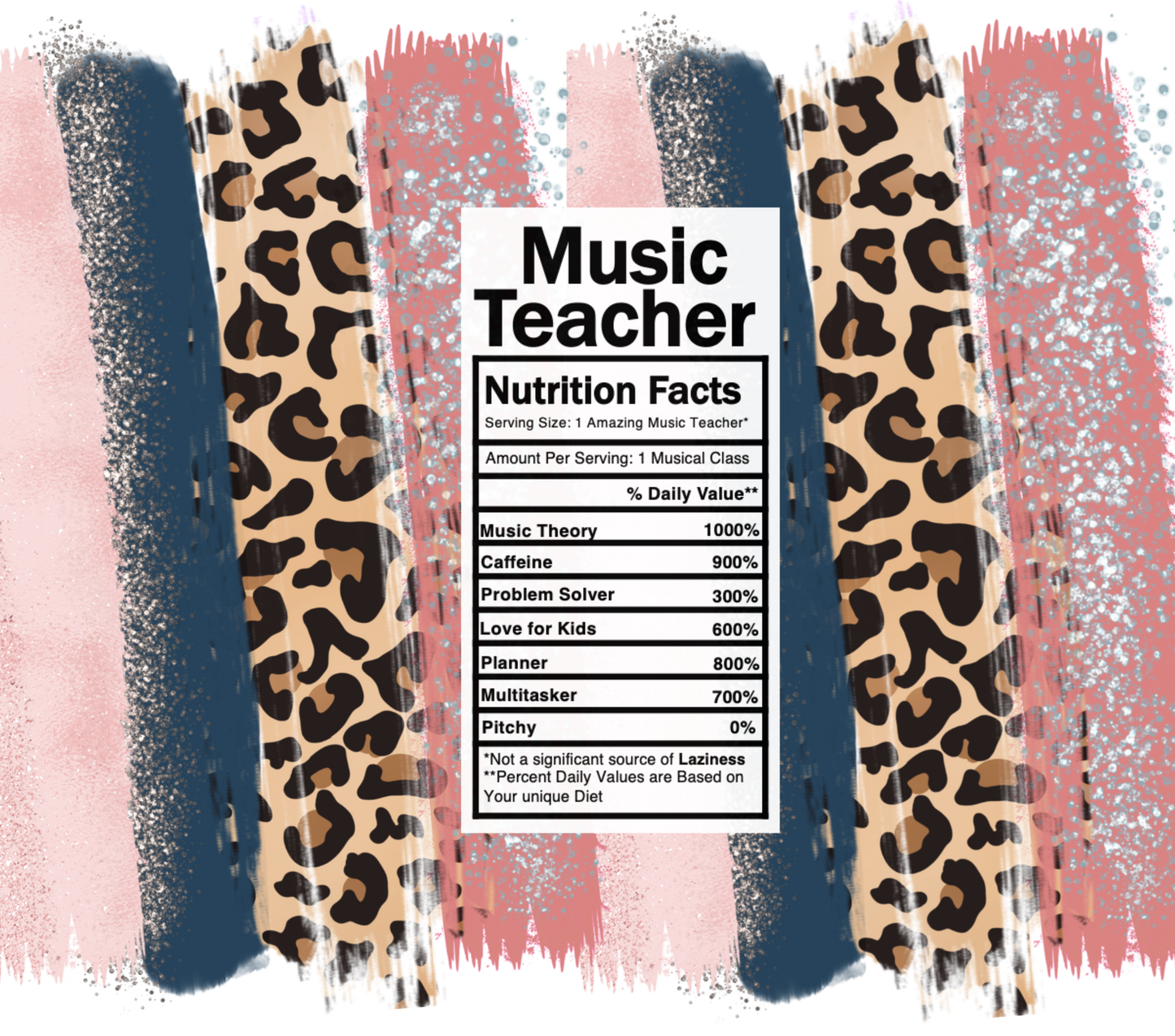 pink leopard music teacher nutrition facts svg