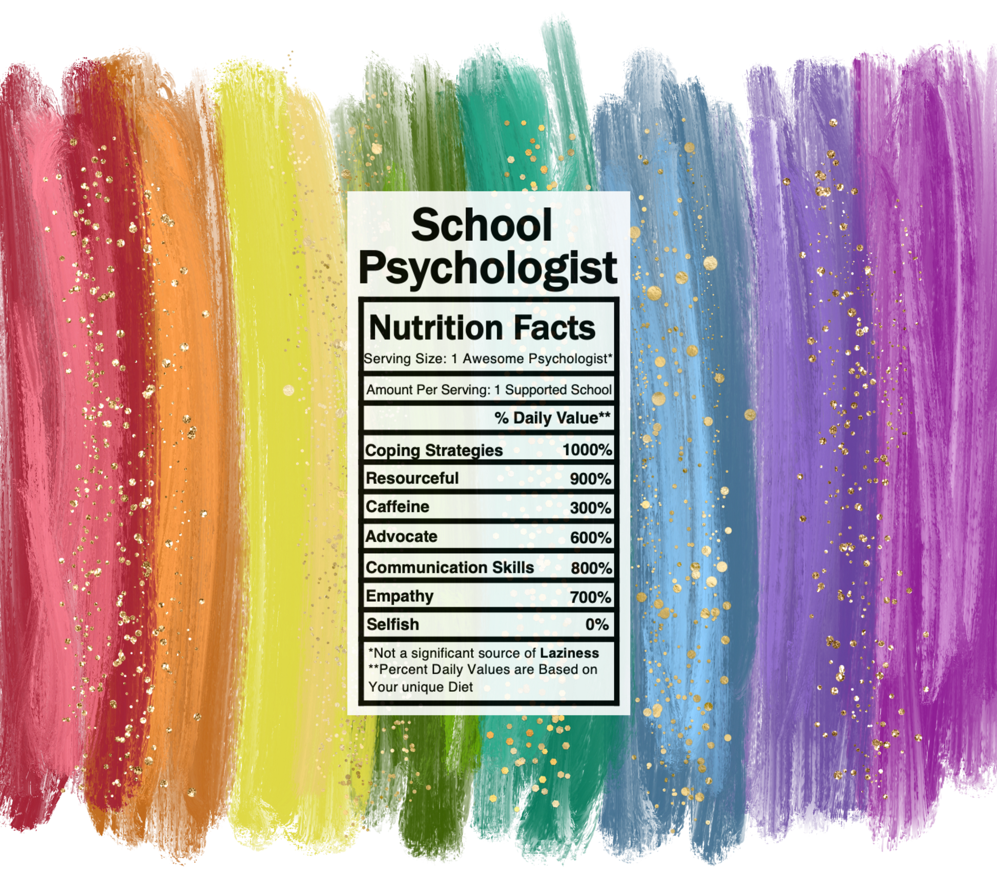 bright rainbow school psychologist nutrition facts svg