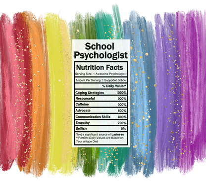 bright rainbow school psychologist nutrition facts svg