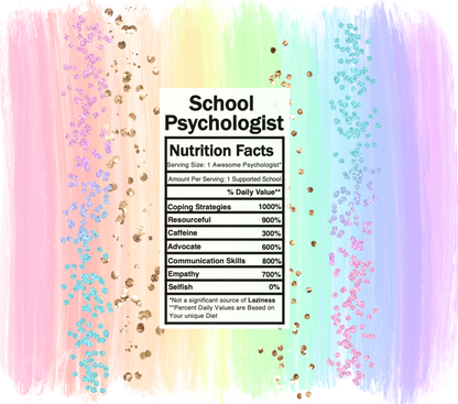 pastel rainbow school psychologist nutrition facts svg