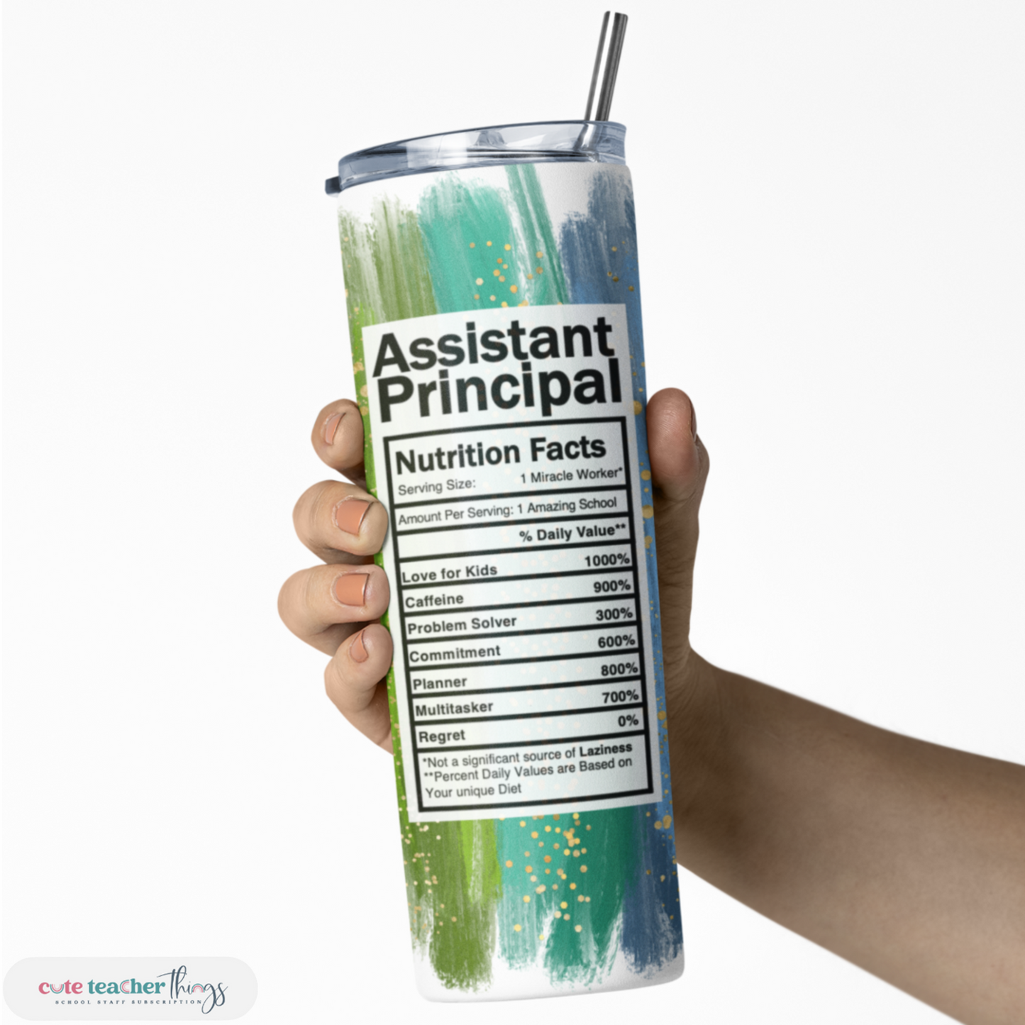 bright rainbow assistant principal hot & cold skinny tumbler