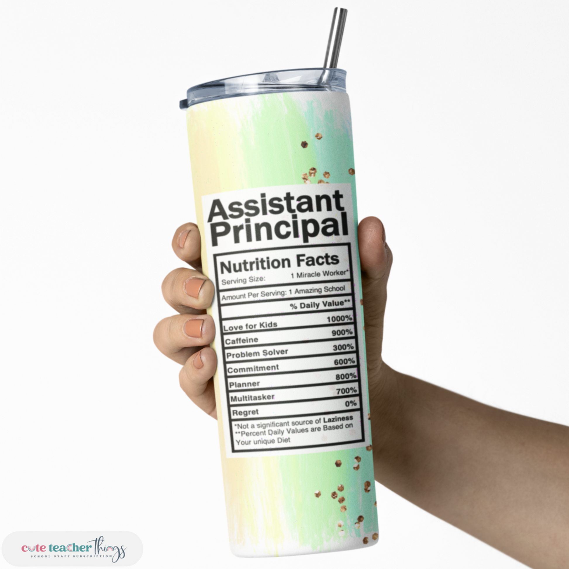 stainless steel 20 oz. pastel rainbow assistant principal skinny tumbler