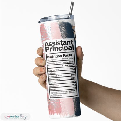 pink leopard assistant principal skinny tumbler