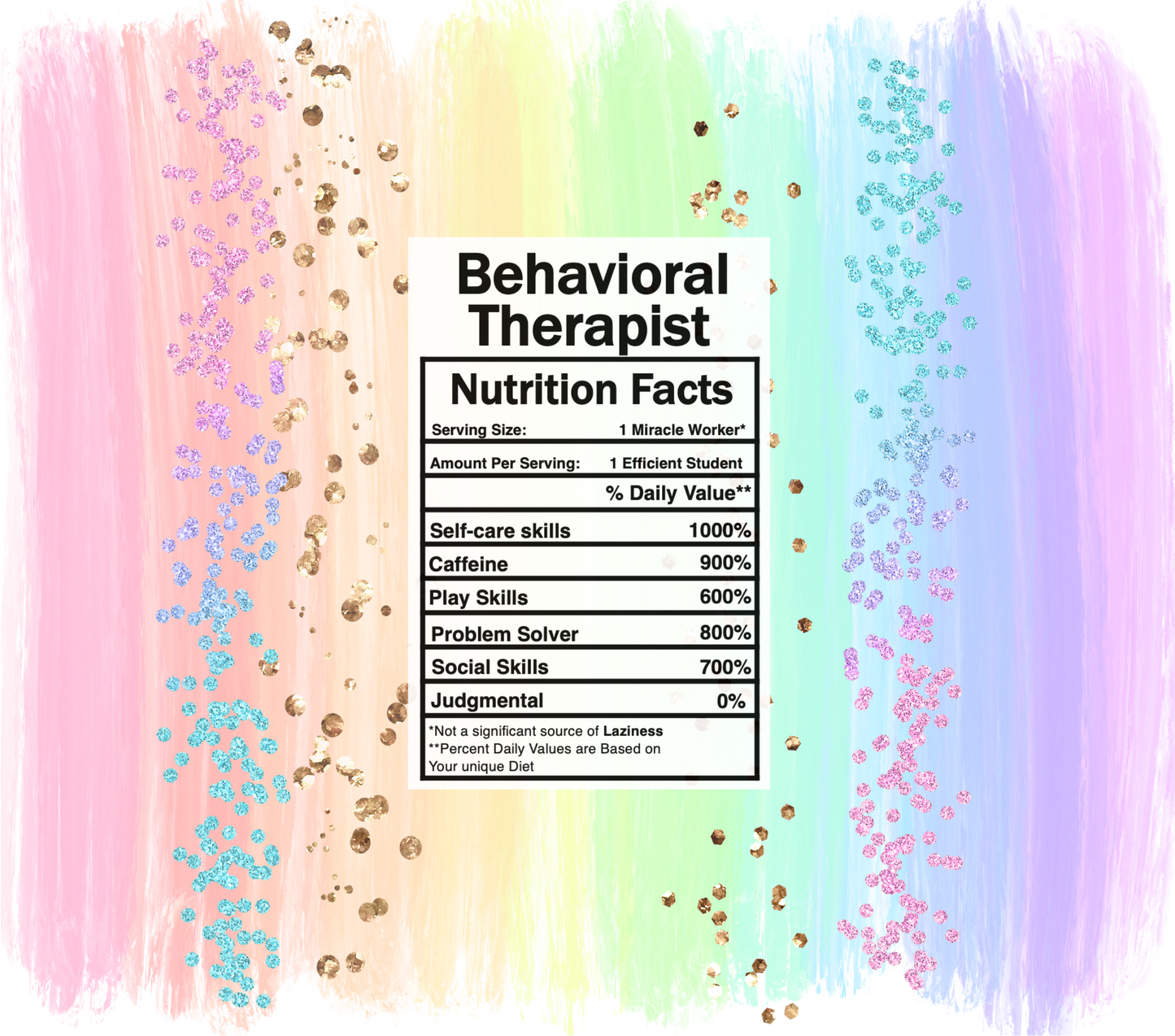 pastel rainbow behavioral therapist  nutrition facts svg