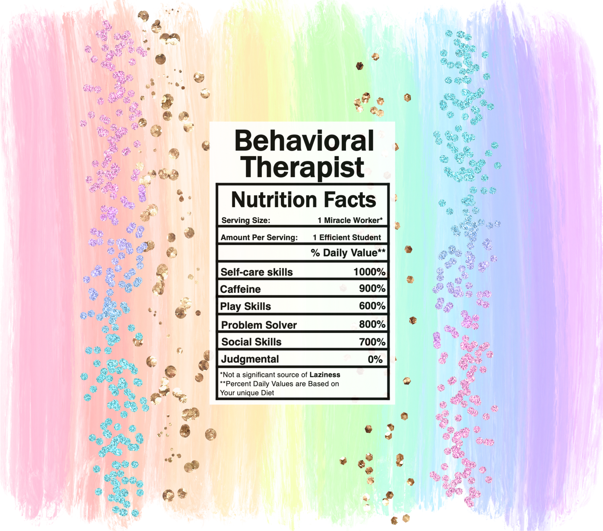 pastel rainbow behavioral therapist  nutrition facts svg
