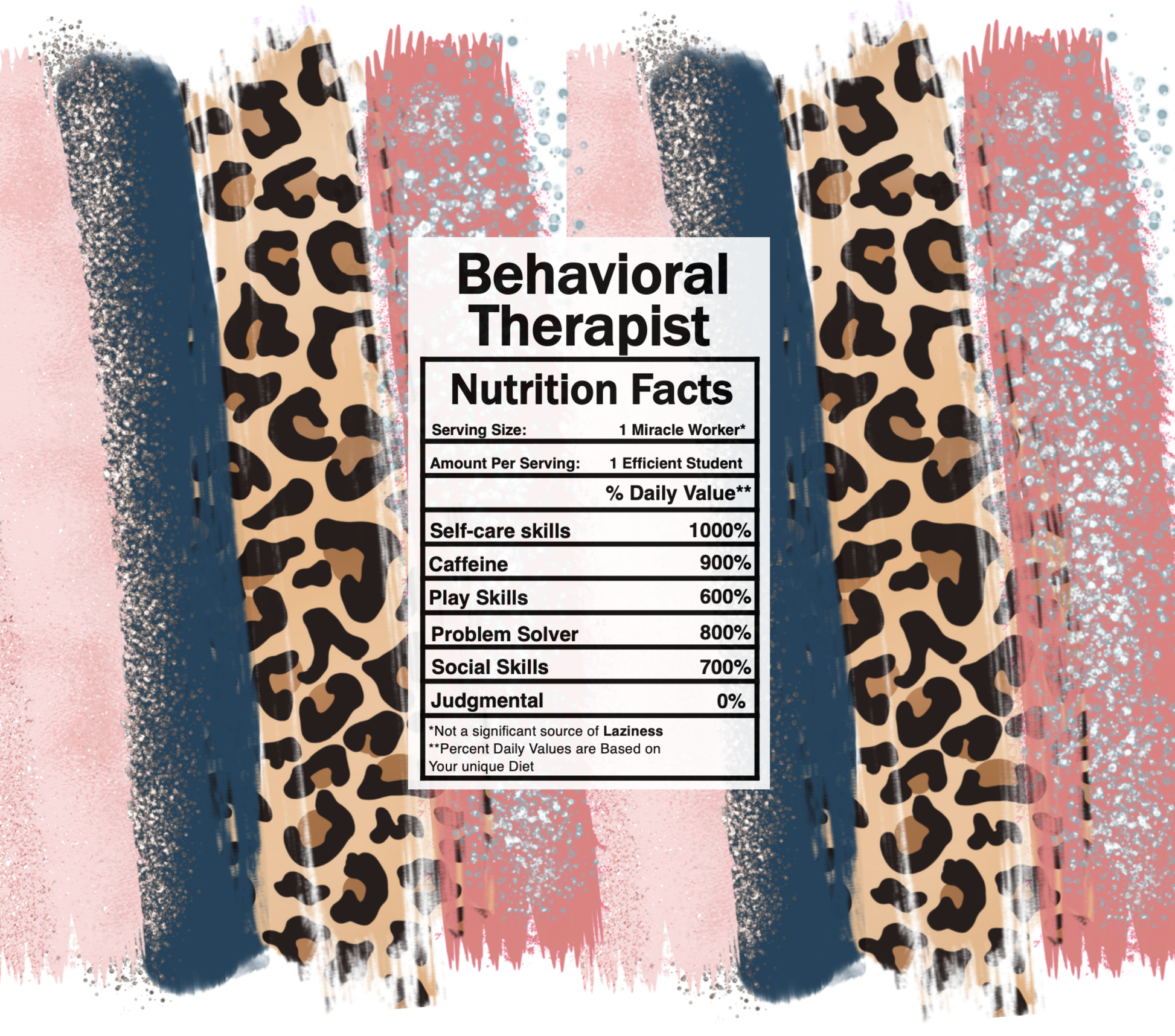pink leopard behavioral therapist  nutrition facts svg