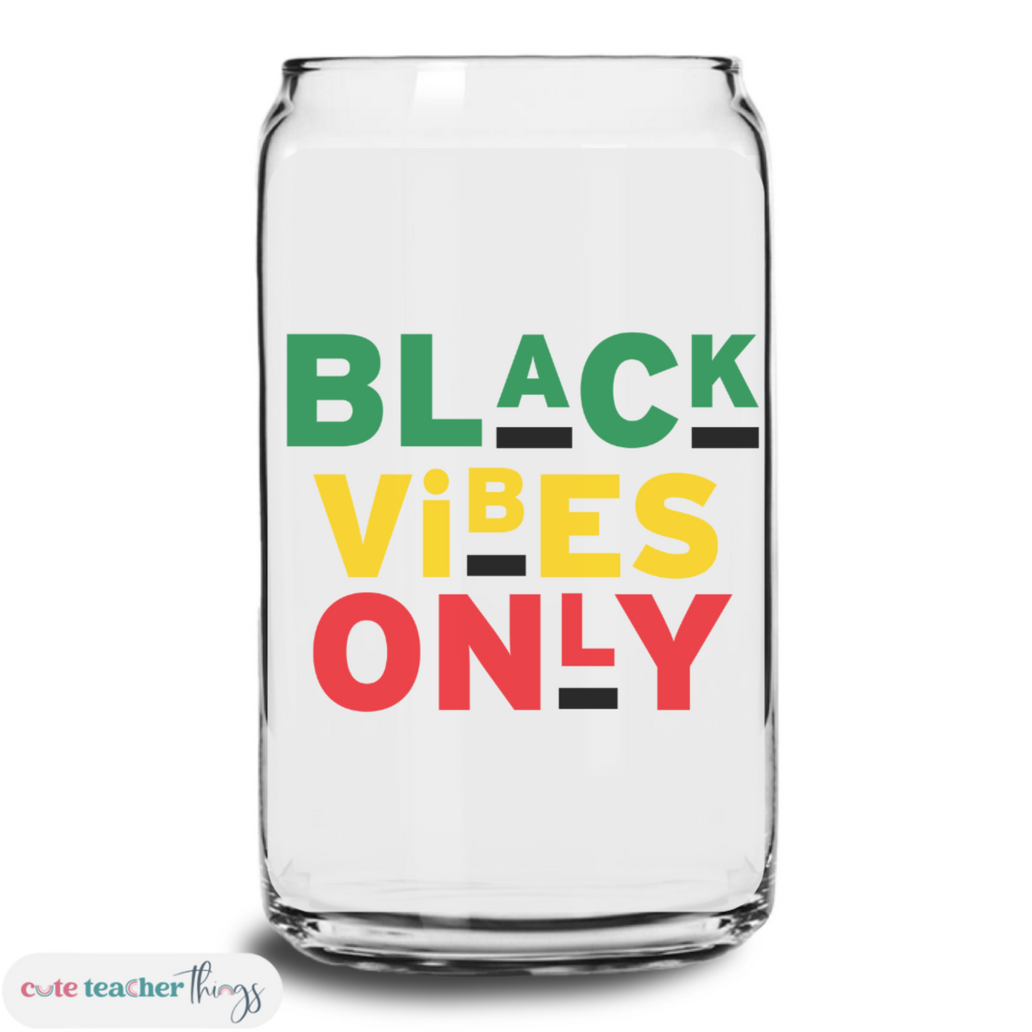 black vibes only iced coffee glass cup, black history , 16 oz frosted & clear libbey glass cup