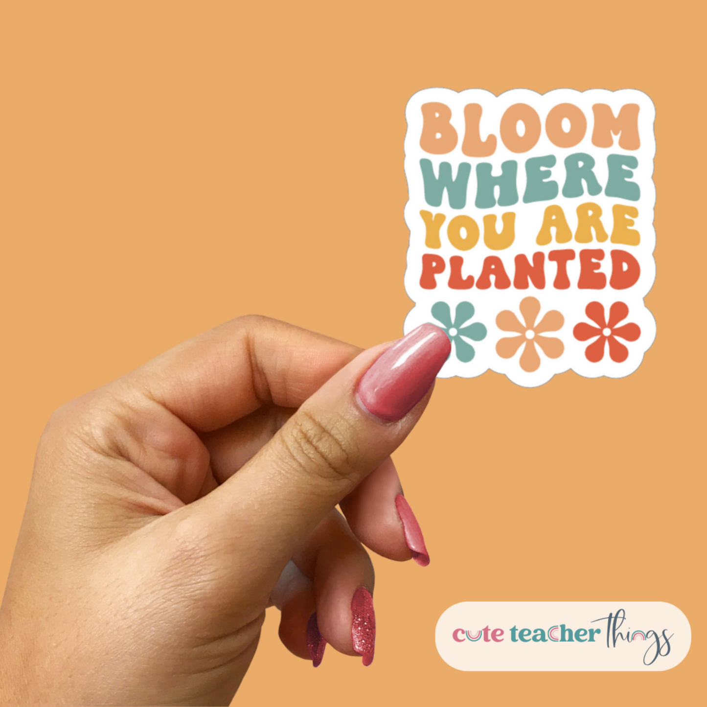 hydroflask decal, bloom where you are planted design sticker