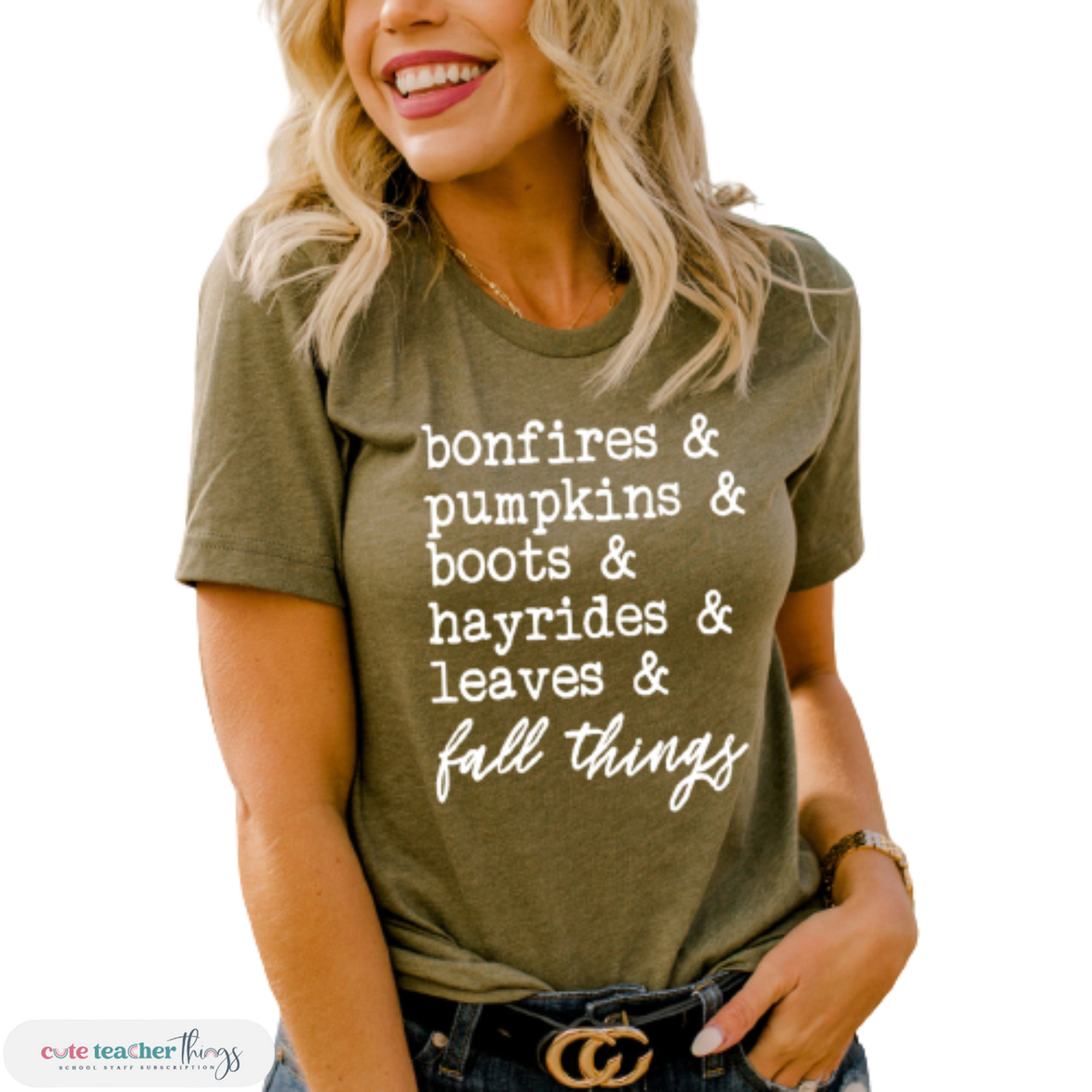 bonefires & pumpkins & boots & hayrides & leaves & fall things design unisex t-shirt