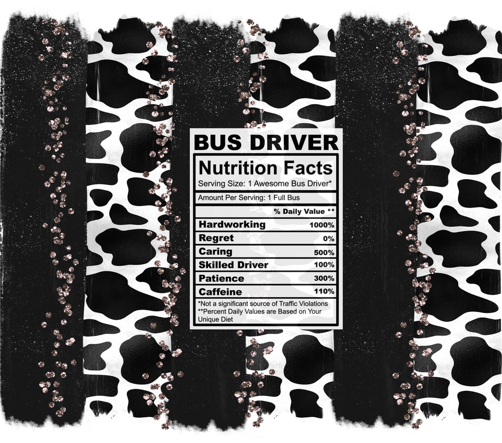 cow print bus driver  nutrition facts svg