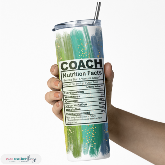 double wall insulated skinny tumbler, bright rainbow coach nutrition facts design tumbler