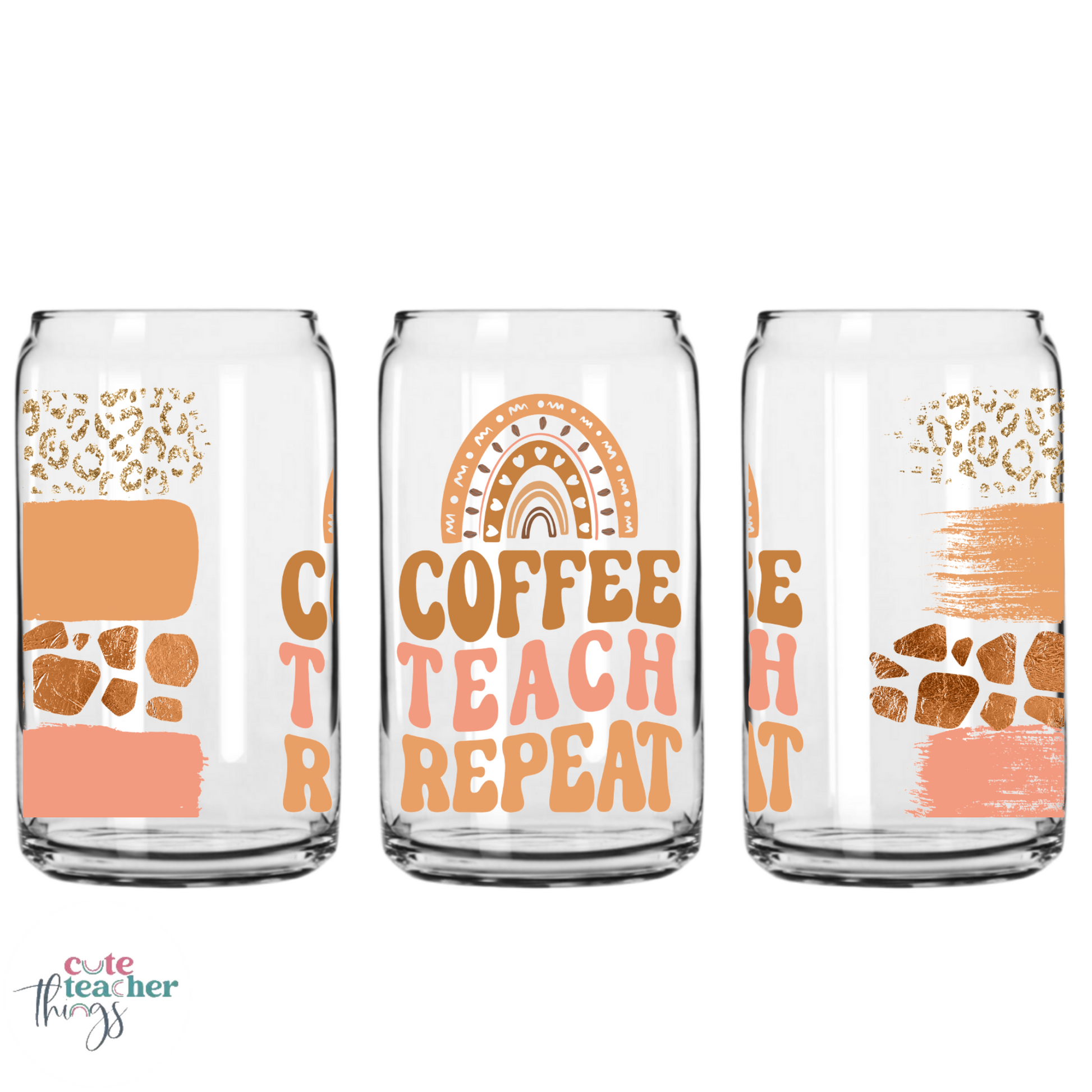 clear glass with bamboo lid and straw, 16 oz, teacher gift