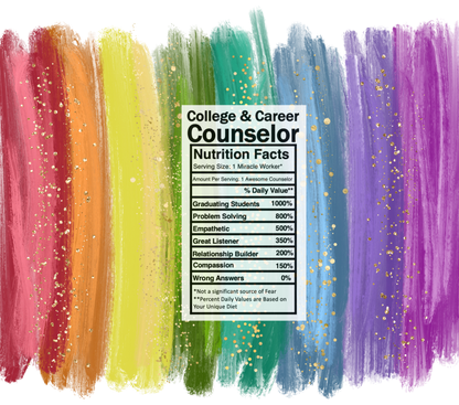 bright rainbow college & career counselor nutrition facts svg