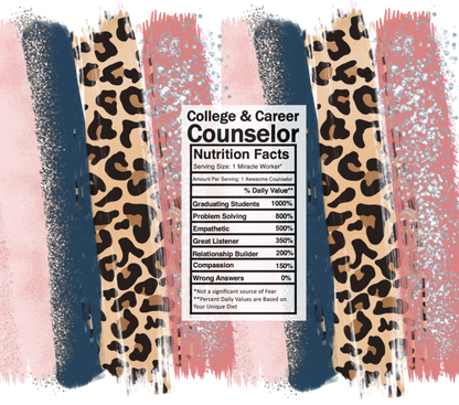 pink leopard college & career counselor nutrition facts svg