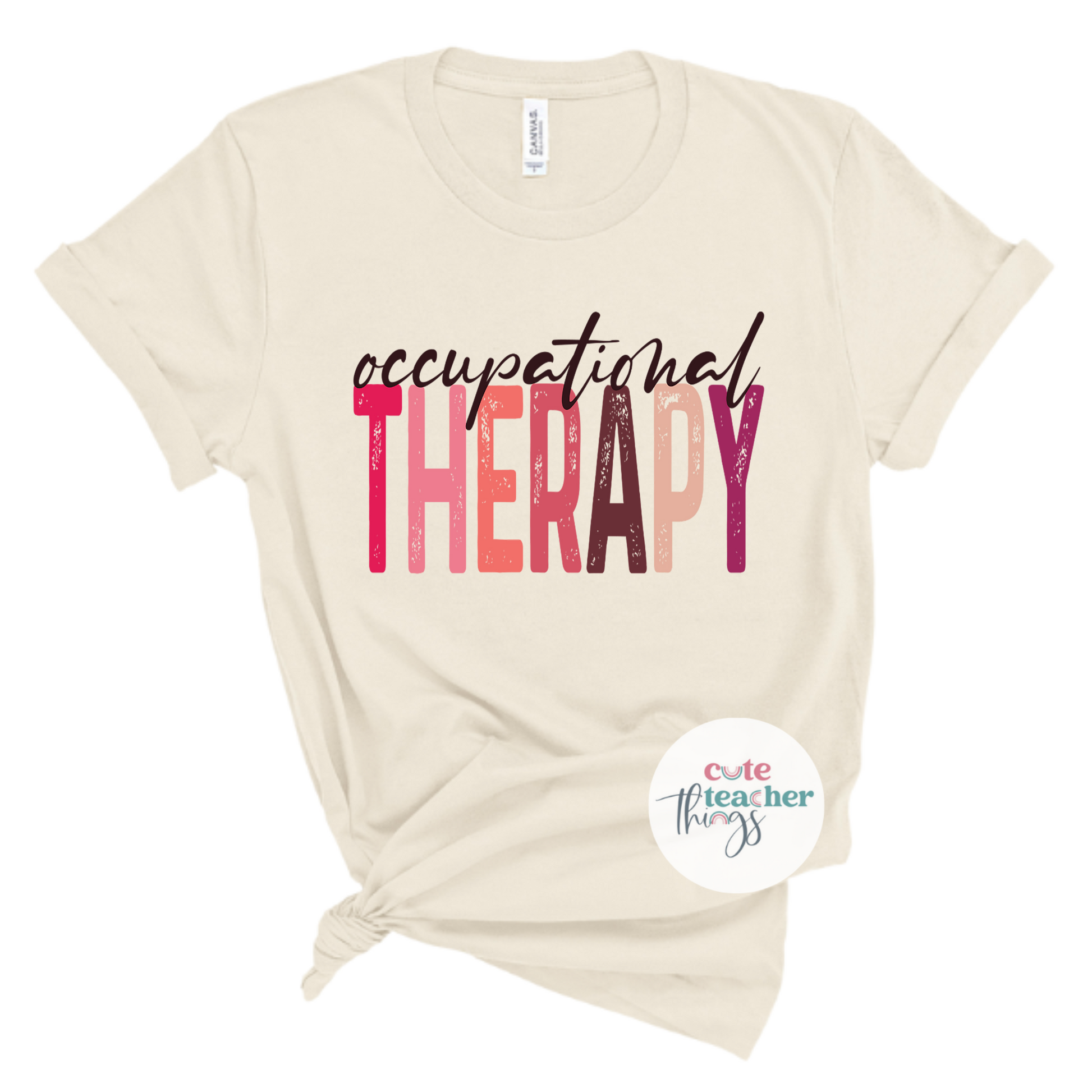 colorful occupational therapy tee, COTA shirt, occupational therapist trendy t-shirt