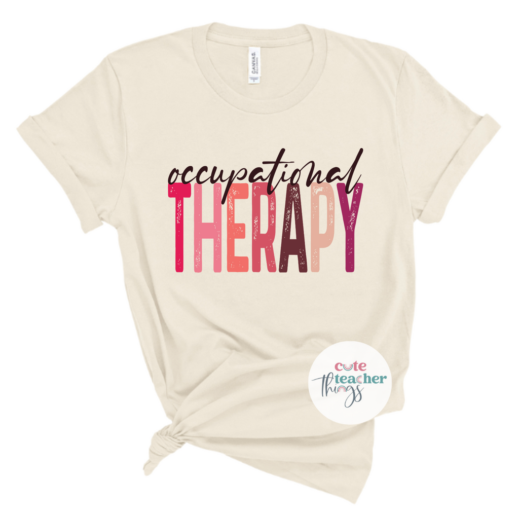 colorful occupational therapy tee, COTA shirt, occupational therapist trendy t-shirt