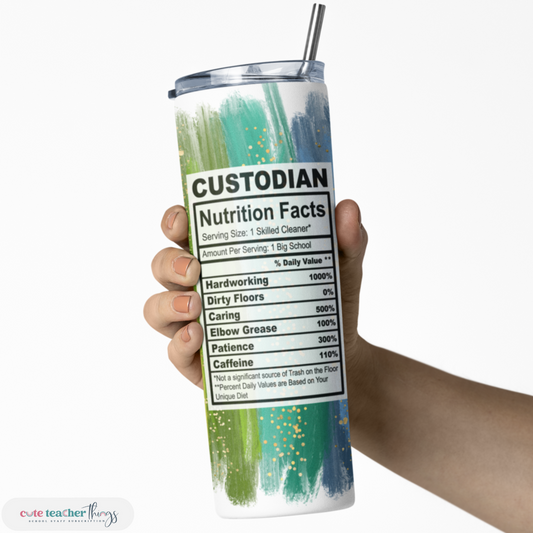 bright rainbow custodian nutrition facts skinny tumbler