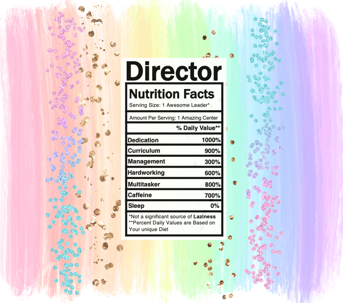 pastel rainbow director nutrition facts svg