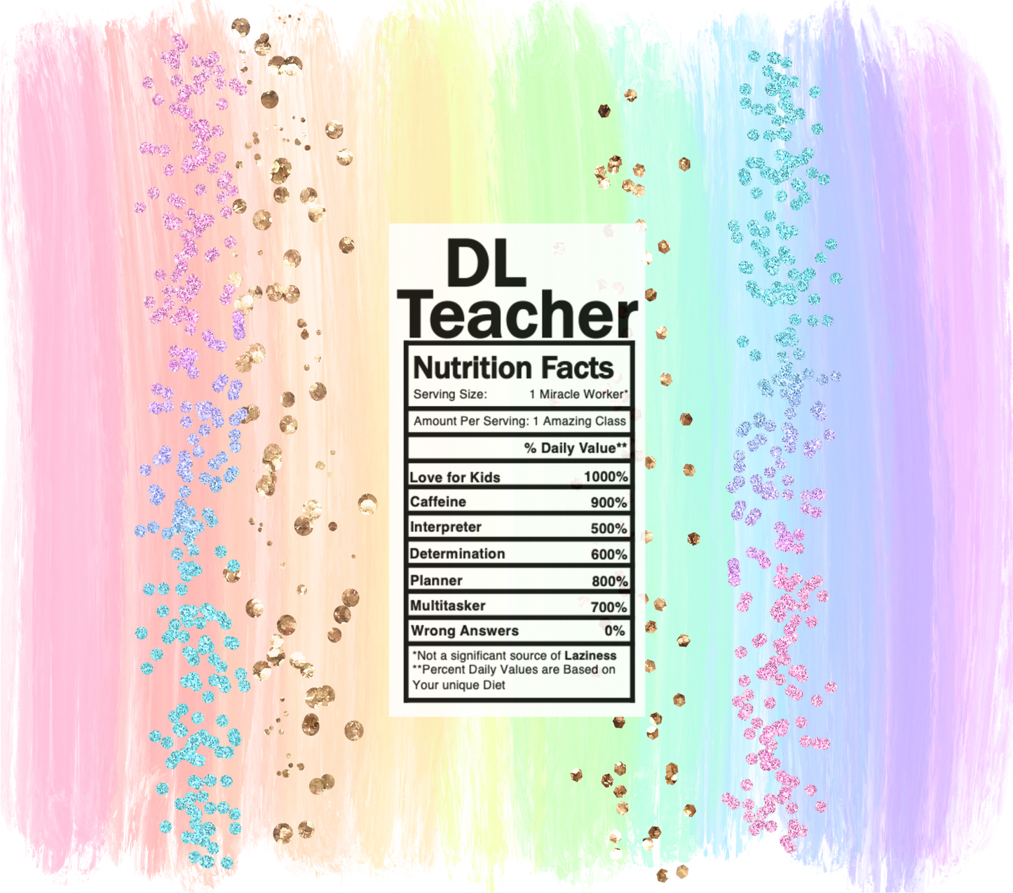 pastel rainbow dl teacher nutrition facts svg