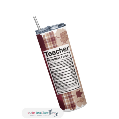 Teacher Fall Collection Nutrition Tumbler