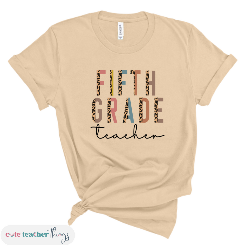 fifth grade team shirt, animal print, teacher gift