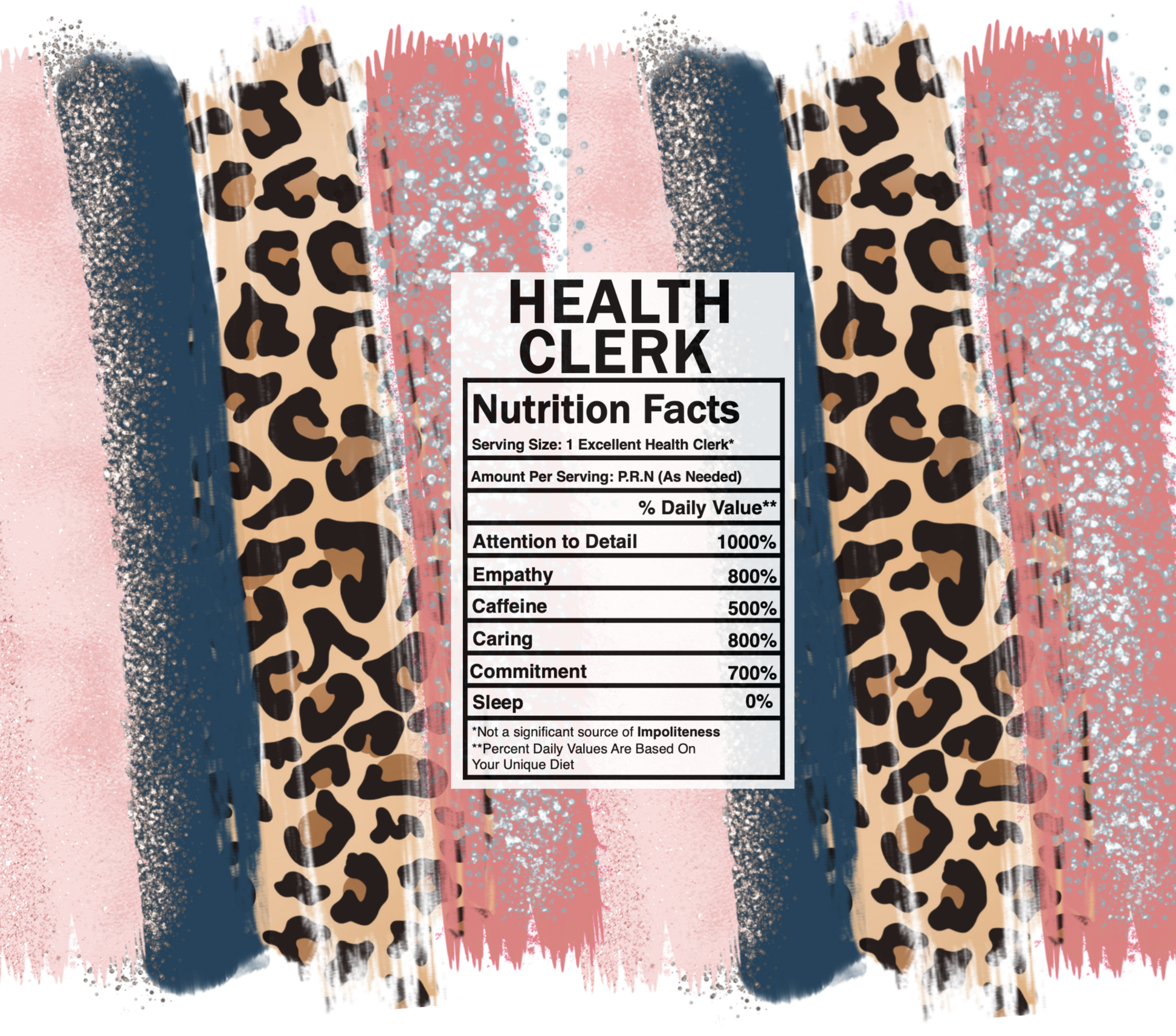 pink leopard health clerk nutrition facts svg