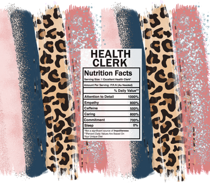 pink leopard health clerk nutrition facts svg