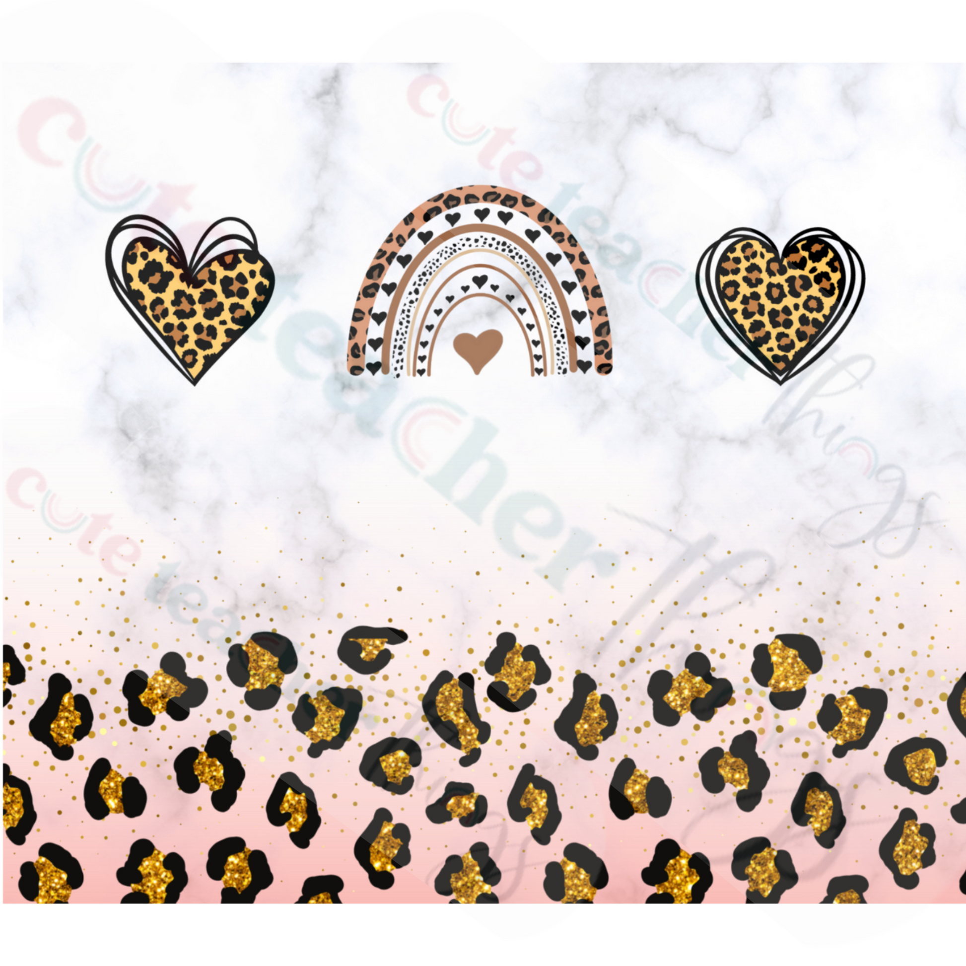heart and rainbow leopard print design