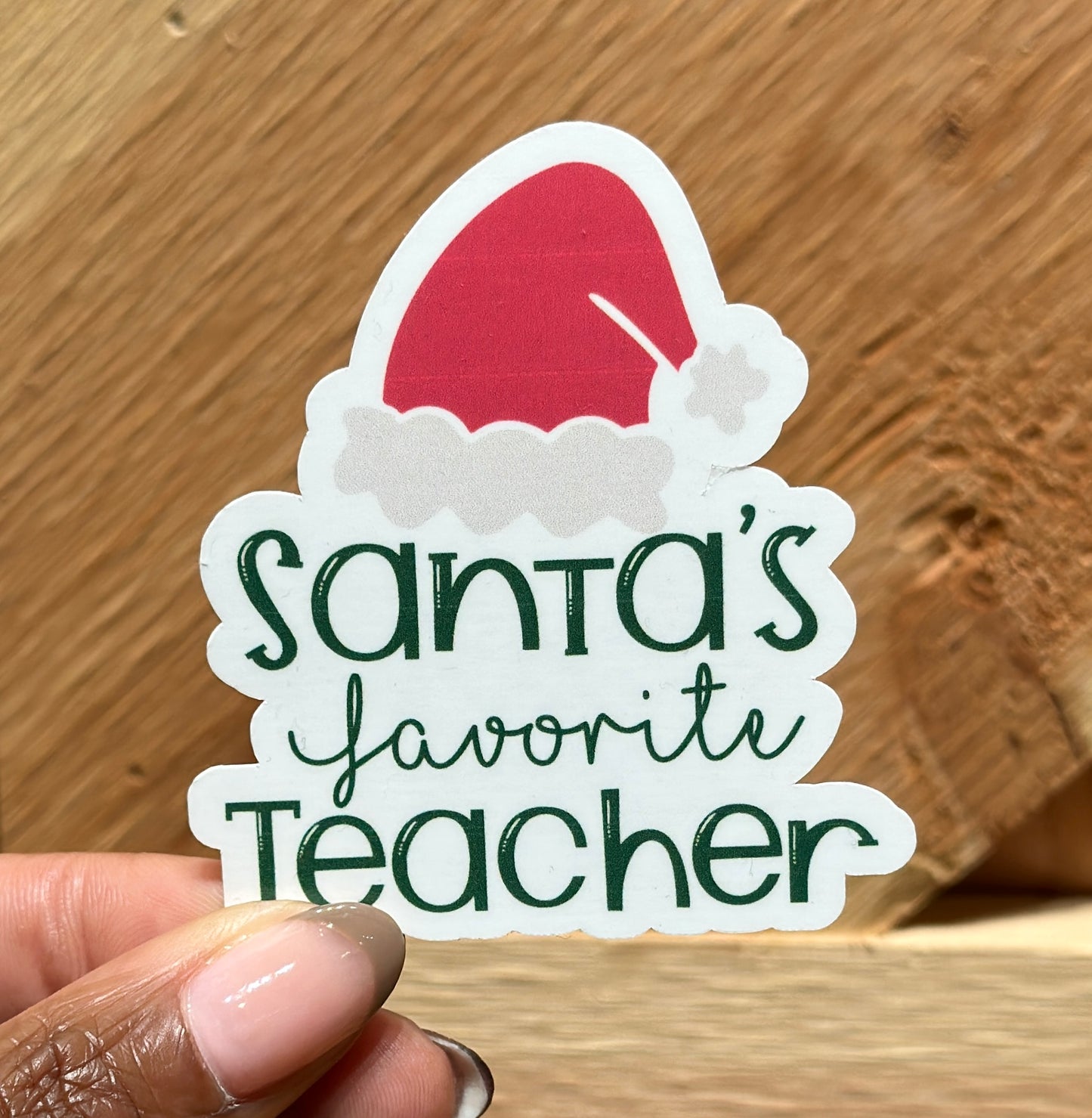 santa's favorite teacher design, christmas gift for teachers, teachers decorative weather proof sticker