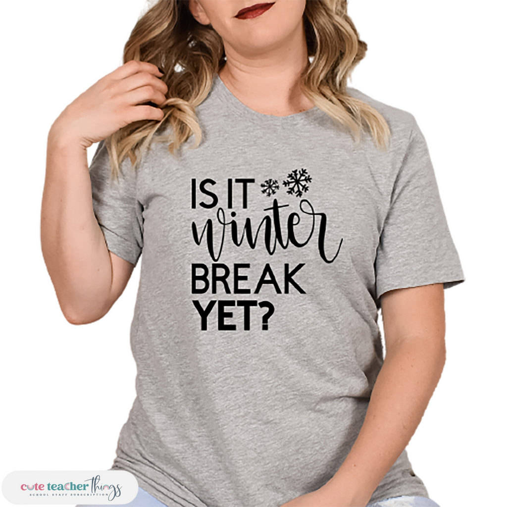 is it winter break design techer t-shirt