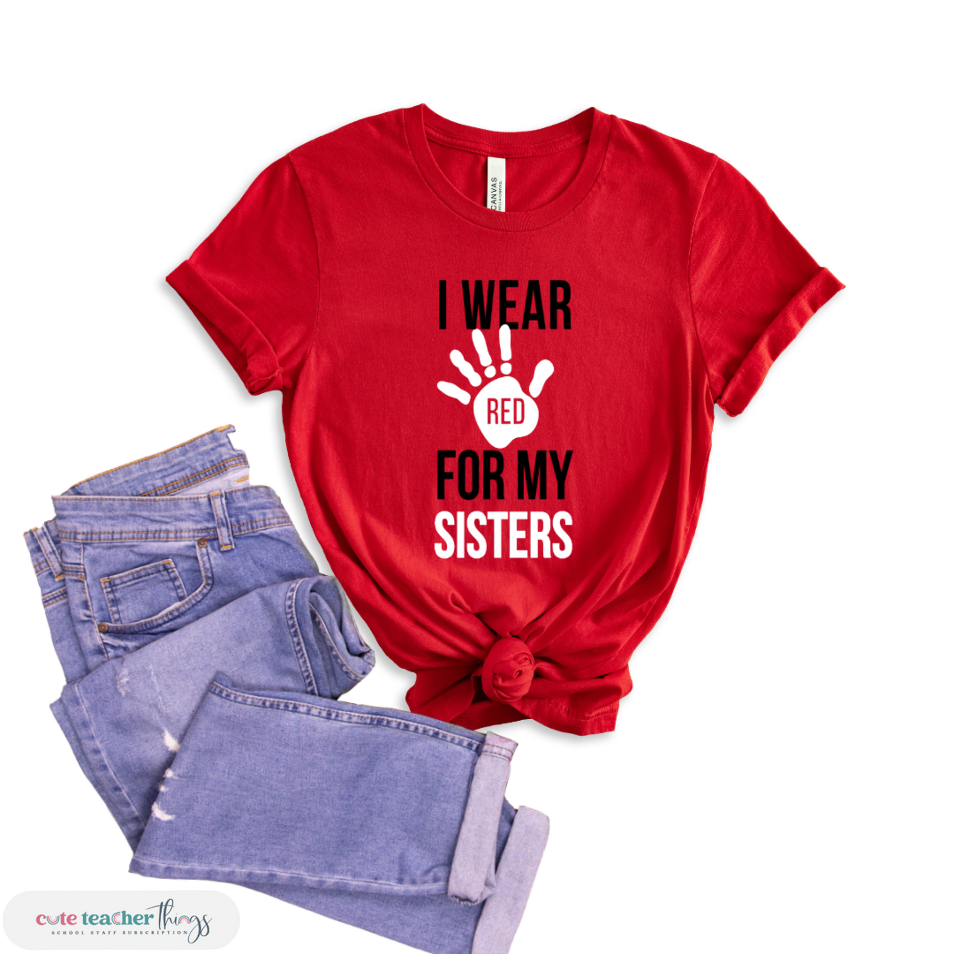 i wear red for my sisters design shirt, holiday tee