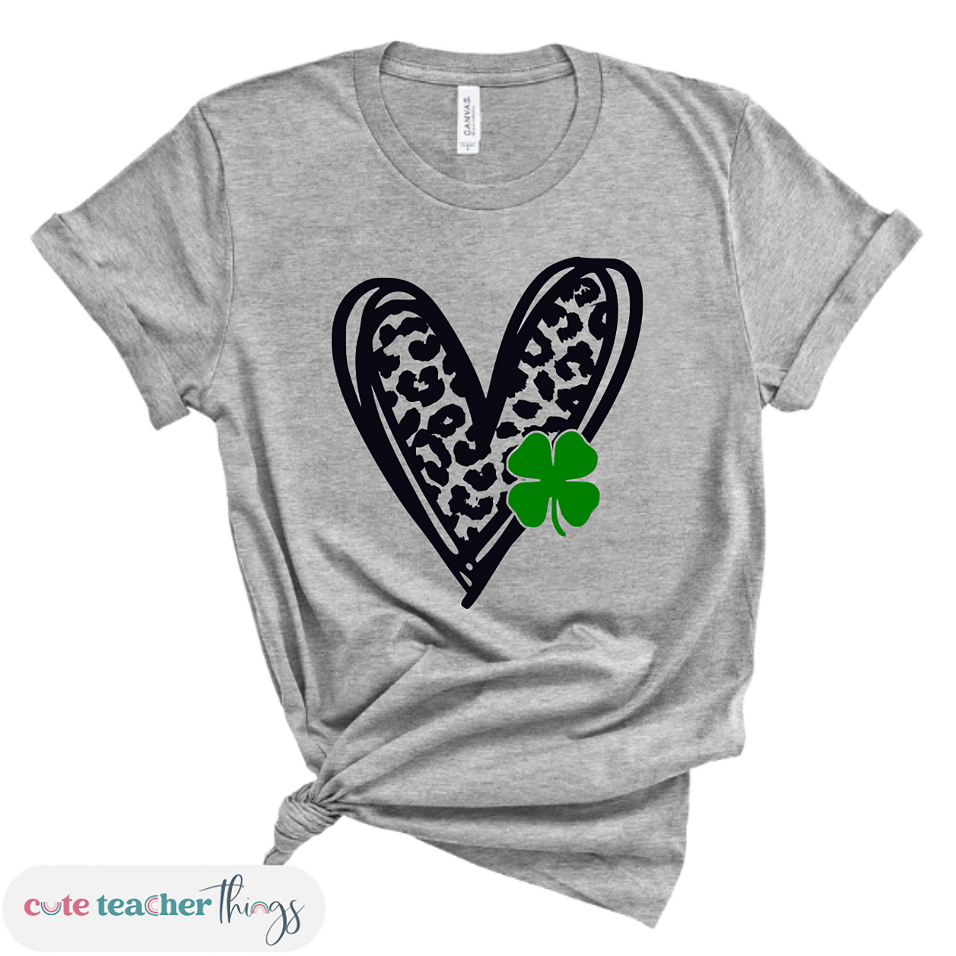 leopard heart shamrock tee, st. paddy's teacher outfit