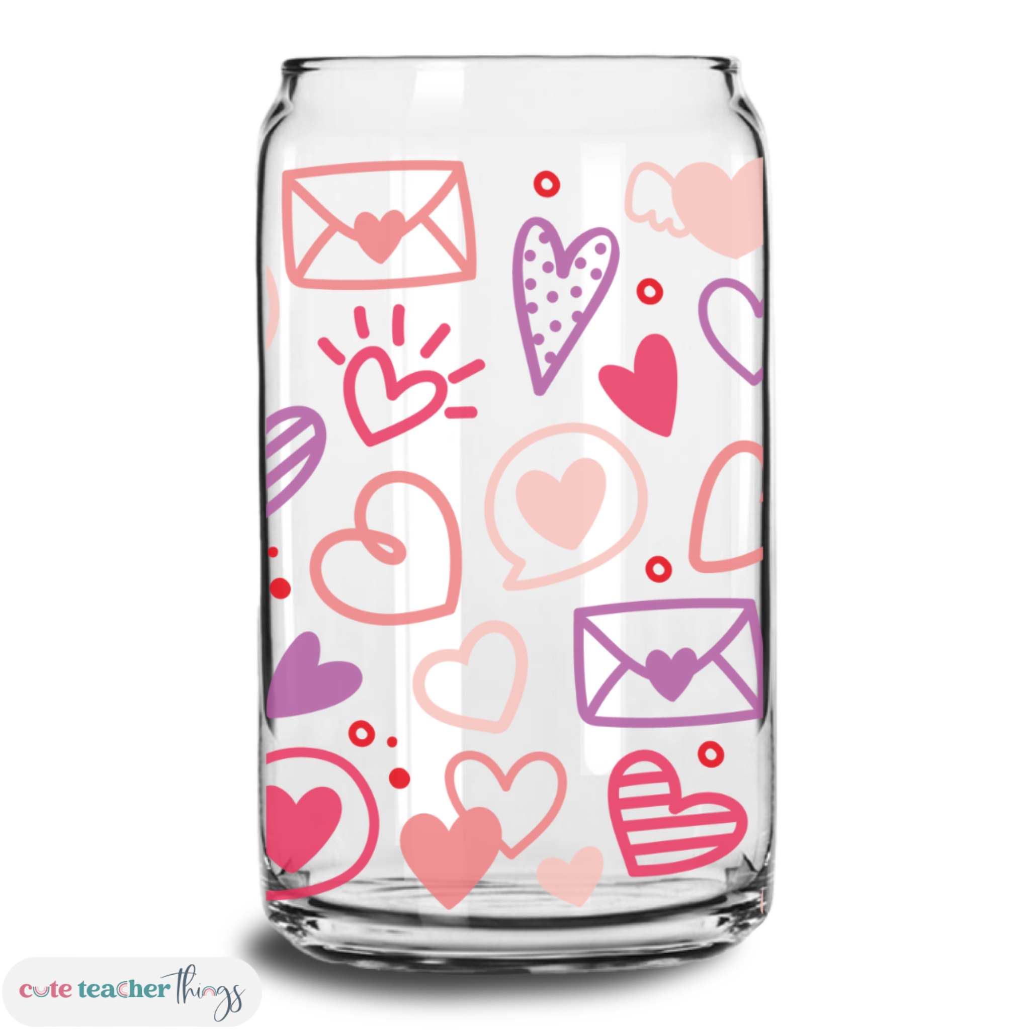 Valentines Day 16oz Clear And Frosted Libbey Glass Can Beer Cans