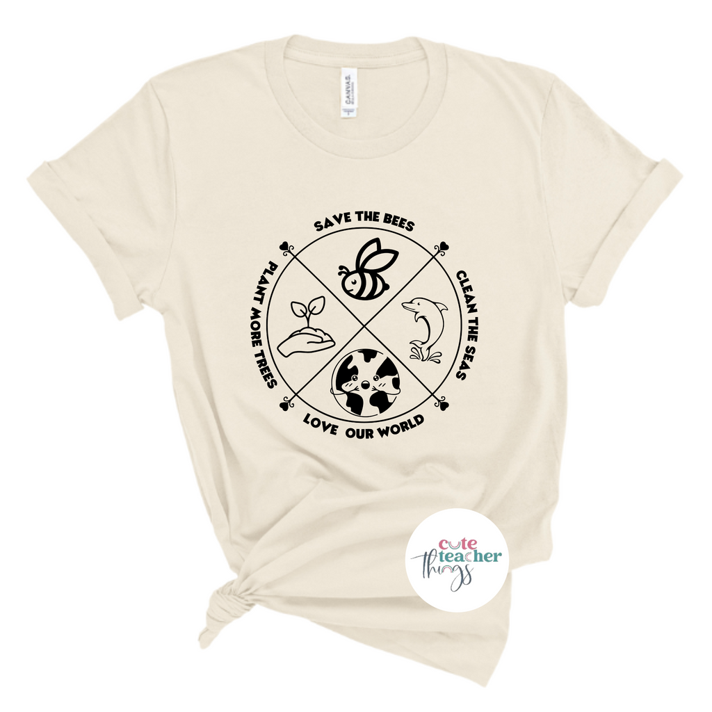 love your world tee, plant a tree, clean the seas t-shirt