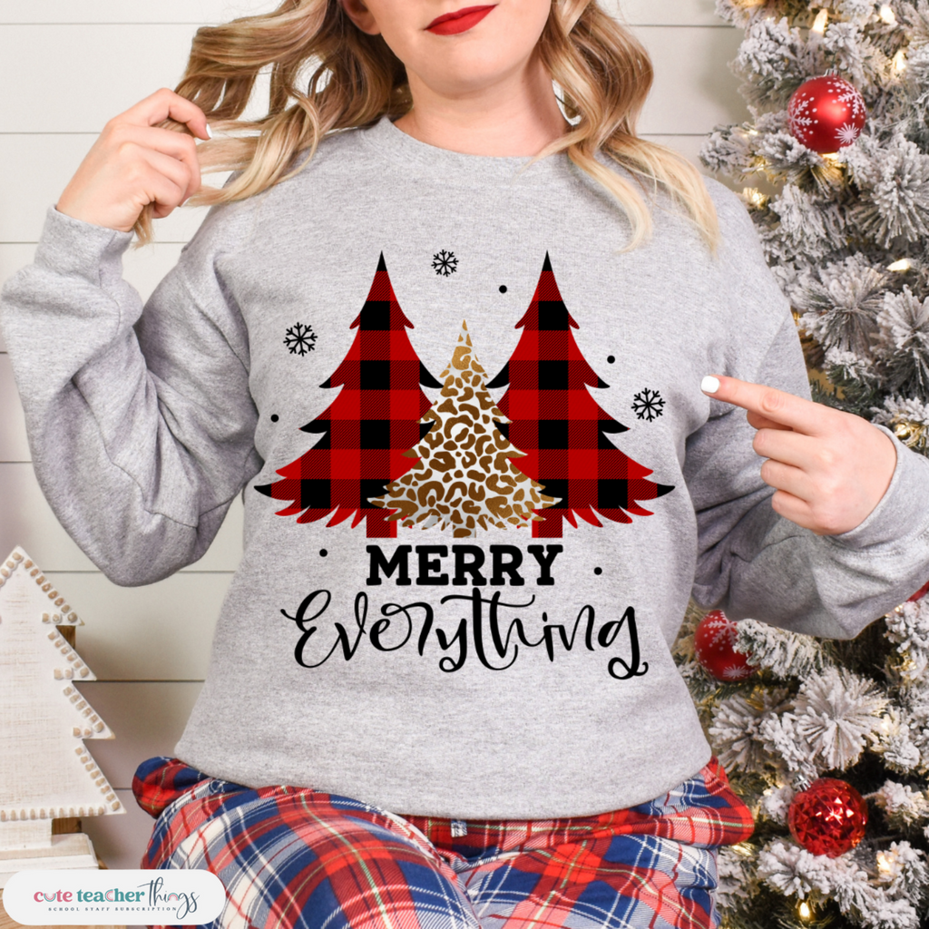 merry everything design, christmas sweatshirt