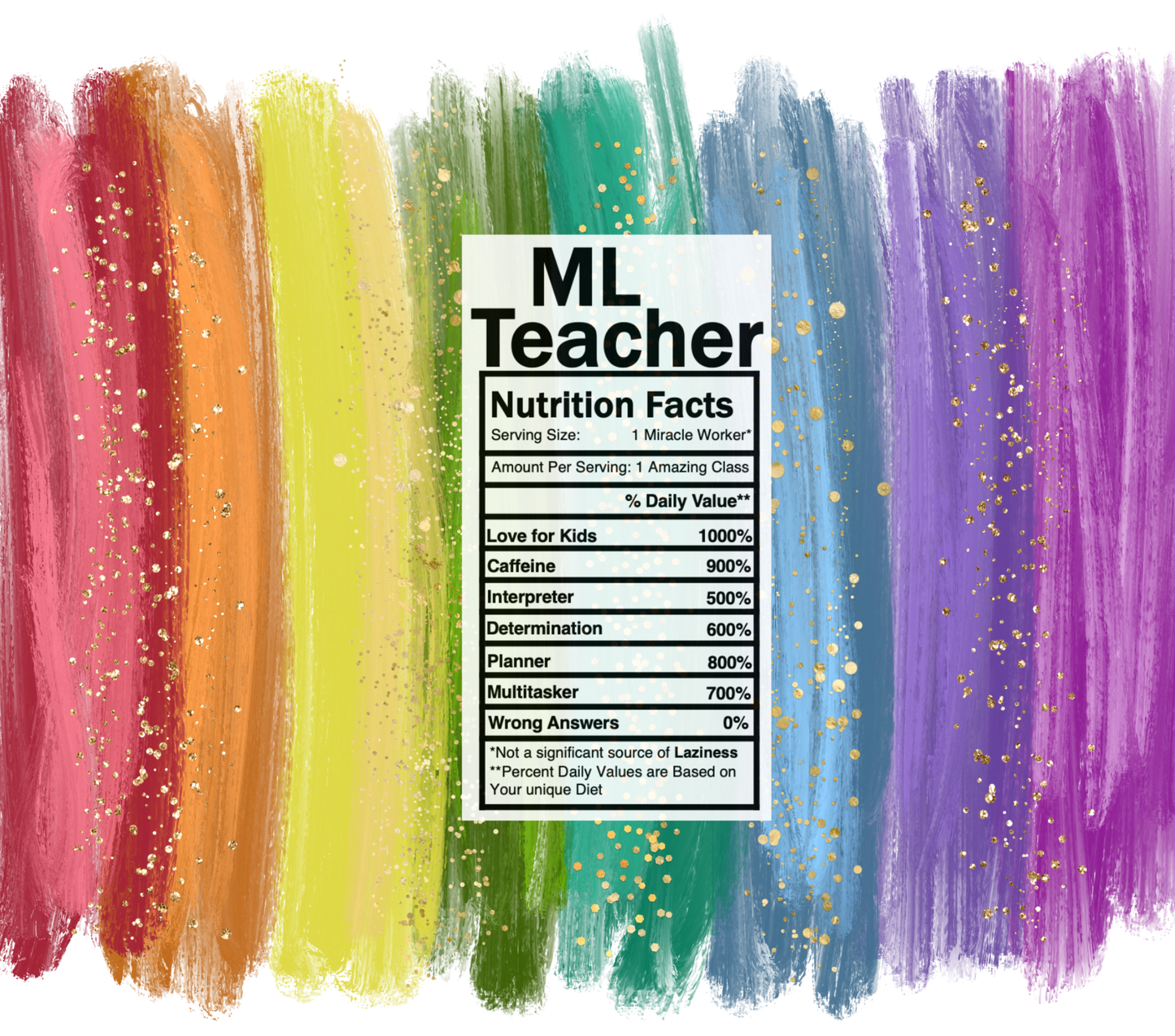 bright rainbow ML teacher nutrition facts svg